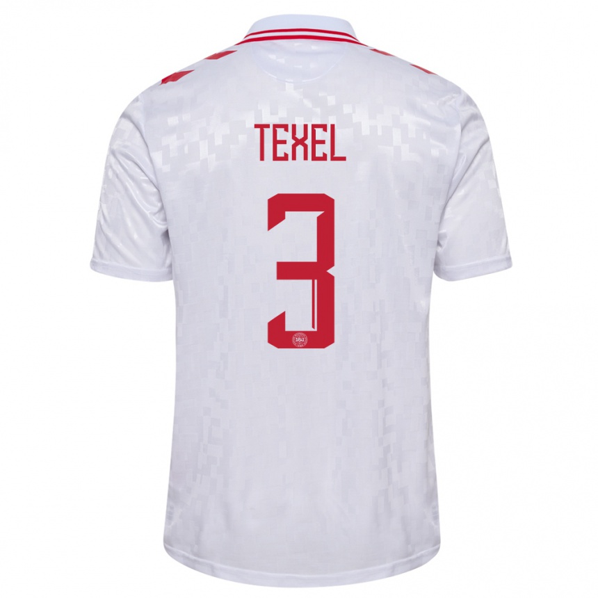 Kids Football Denmark Pontus Texel #3 White Away Jersey 24-26 T-Shirt Nz