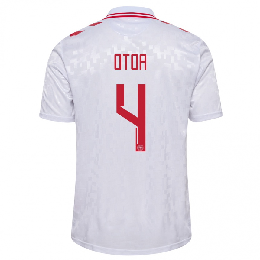 Kids Football Denmark Sebastian Otoa #4 White Away Jersey 24-26 T-Shirt Nz