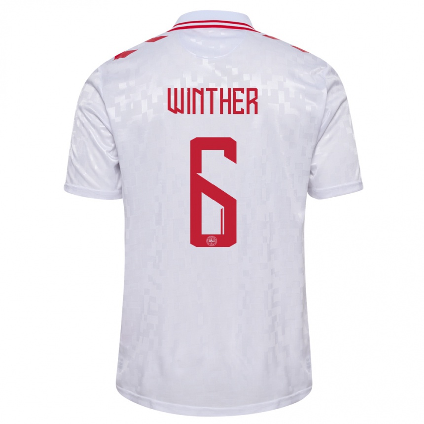 Kids Football Denmark Casper Winther #6 White Away Jersey 24-26 T-Shirt Nz