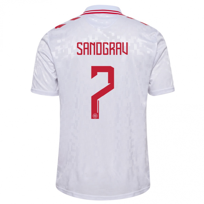 Kids Football Denmark Lauge Sandgrav #7 White Away Jersey 24-26 T-Shirt Nz