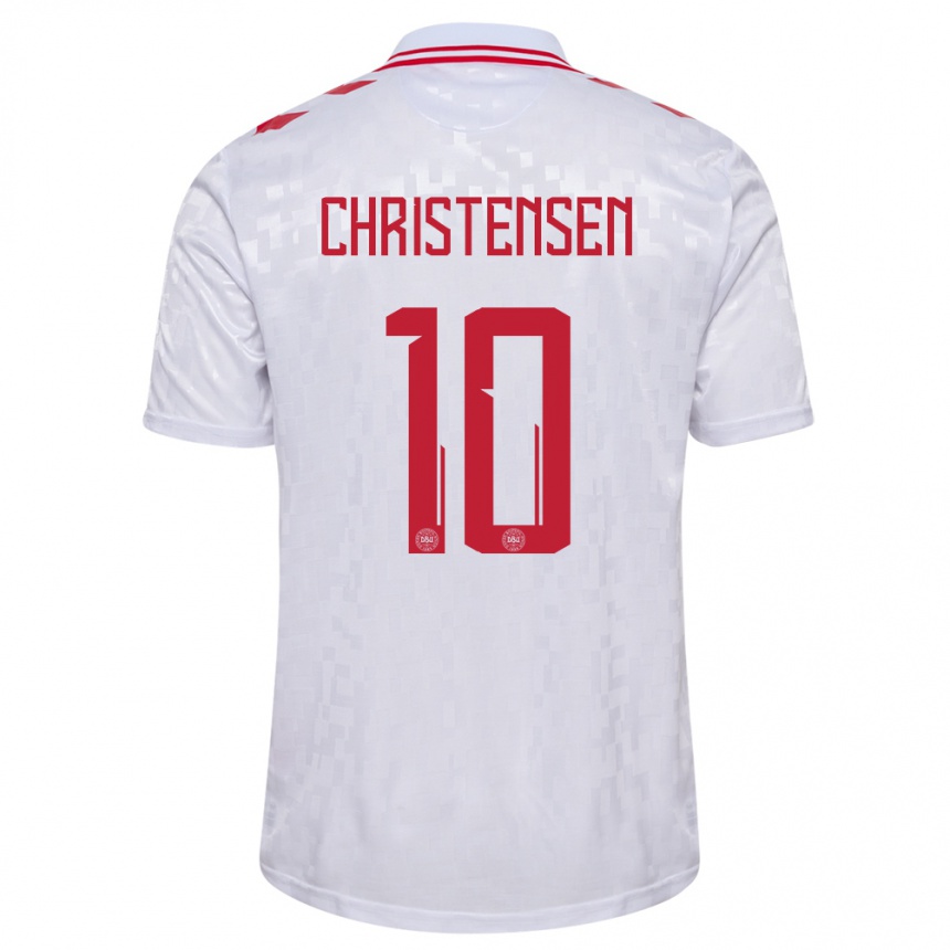 Kids Football Denmark Gustav Christensen #10 White Away Jersey 24-26 T-Shirt Nz