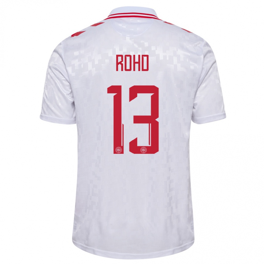 Kids Football Denmark Emil Rohd #13 White Away Jersey 24-26 T-Shirt Nz