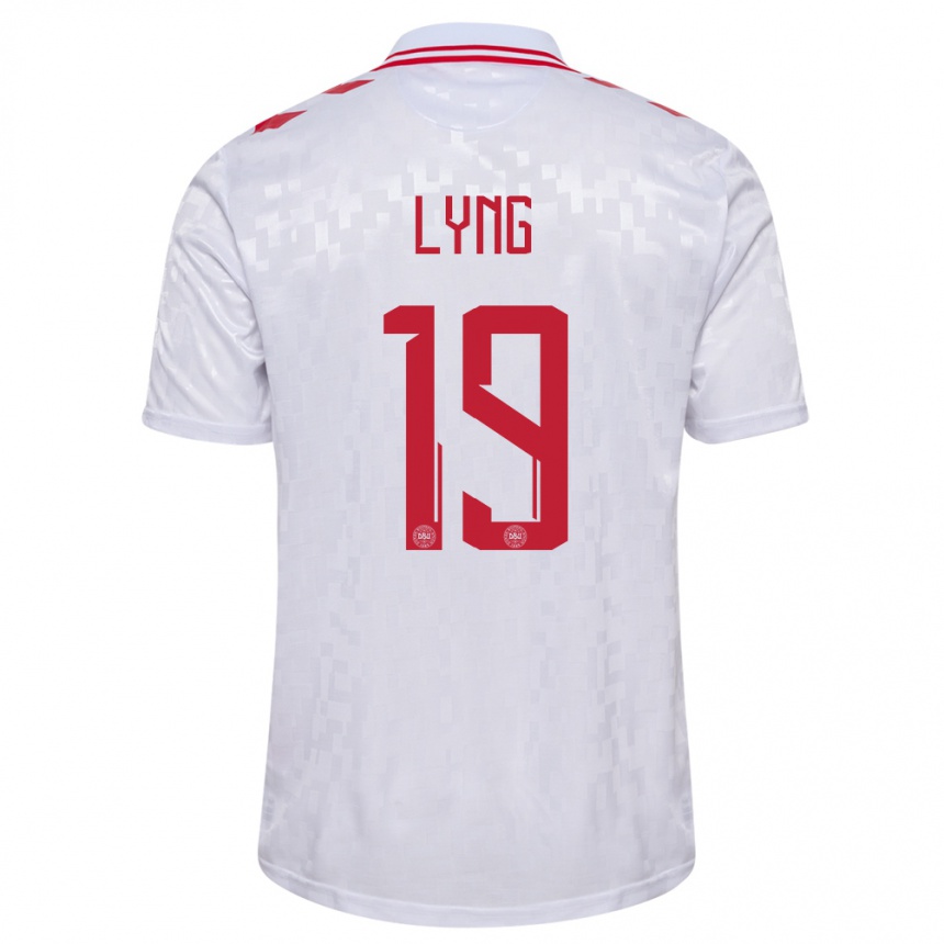 Kids Football Denmark Alexander Lyng #19 White Away Jersey 24-26 T-Shirt Nz