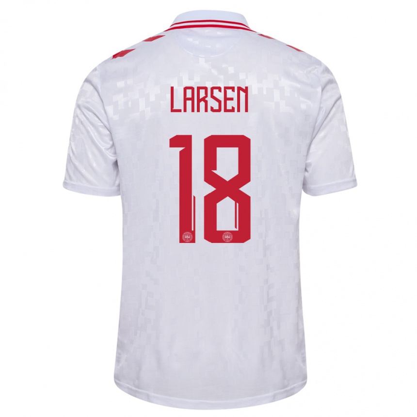 Kids Football Denmark Lukas Larsen #18 White Away Jersey 24-26 T-Shirt Nz