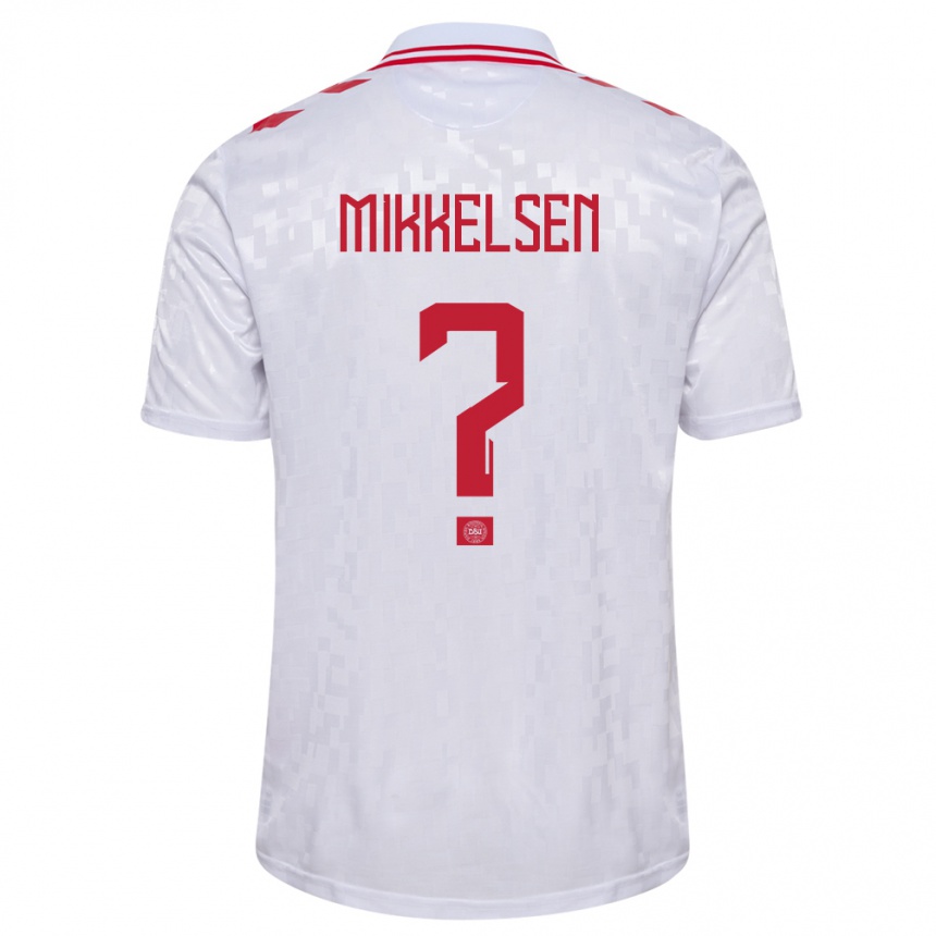 Kids Football Denmark Sebastian Mikkelsen #0 White Away Jersey 24-26 T-Shirt Nz