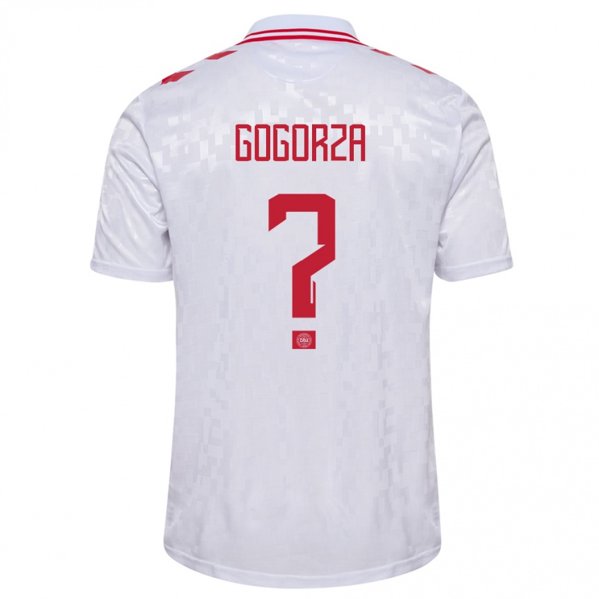 Kids Football Denmark Mikel Gogorza #0 White Away Jersey 24-26 T-Shirt Nz