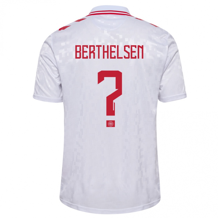 Kids Football Denmark Villum Berthelsen #0 White Away Jersey 24-26 T-Shirt Nz