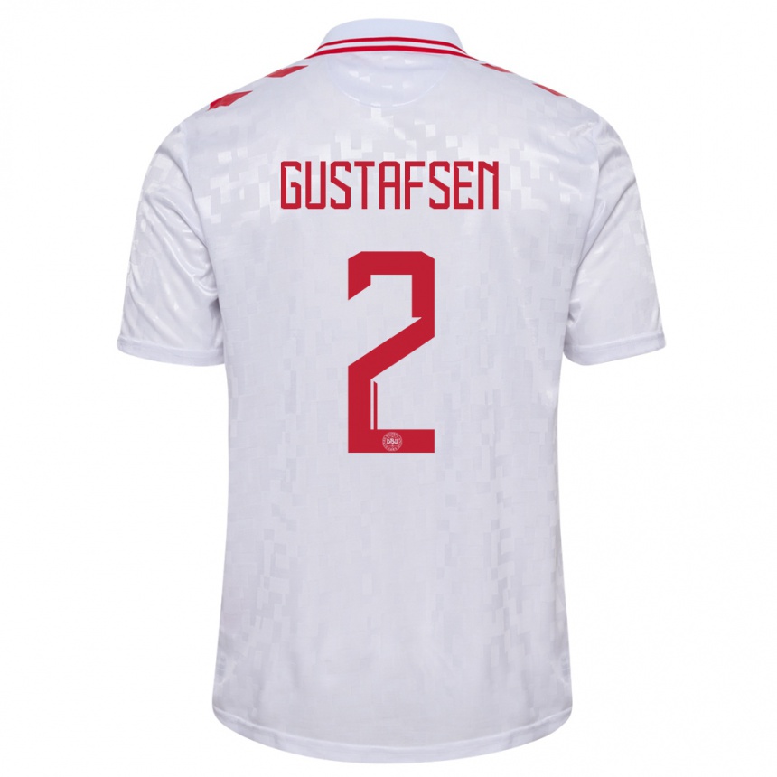 Kids Football Denmark Victor Gustafsen #2 White Away Jersey 24-26 T-Shirt Nz