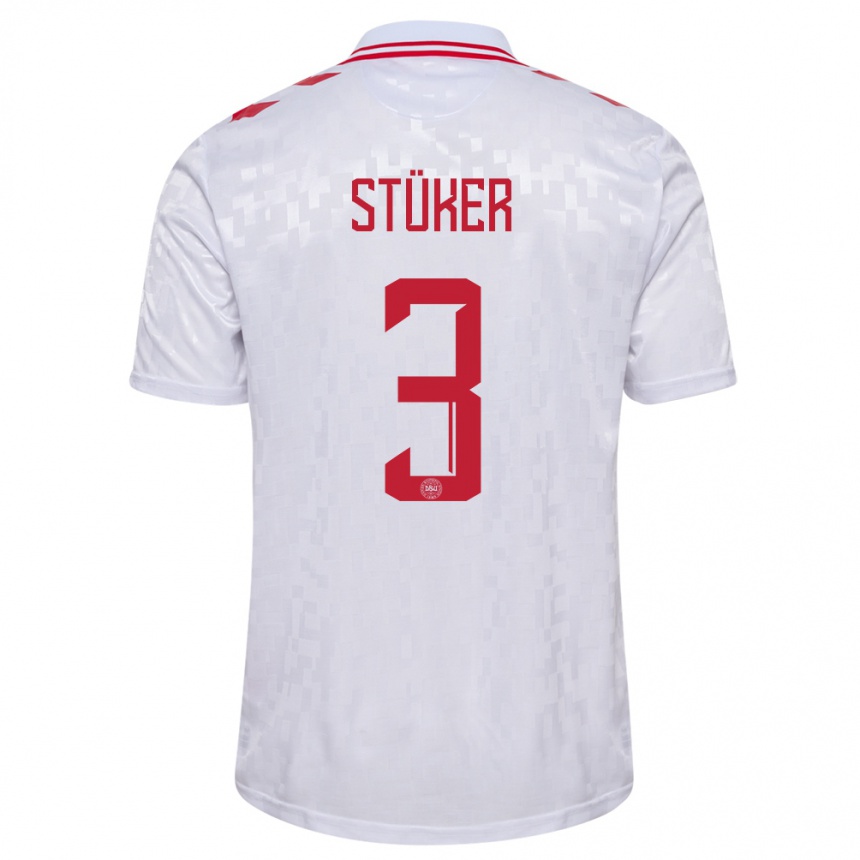 Kids Football Denmark Simon Stüker #3 White Away Jersey 24-26 T-Shirt Nz