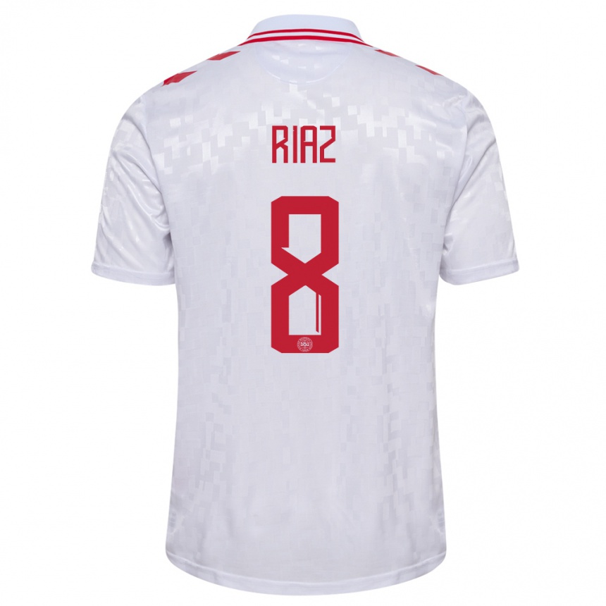 Kids Football Denmark Danial Riaz #8 White Away Jersey 24-26 T-Shirt Nz