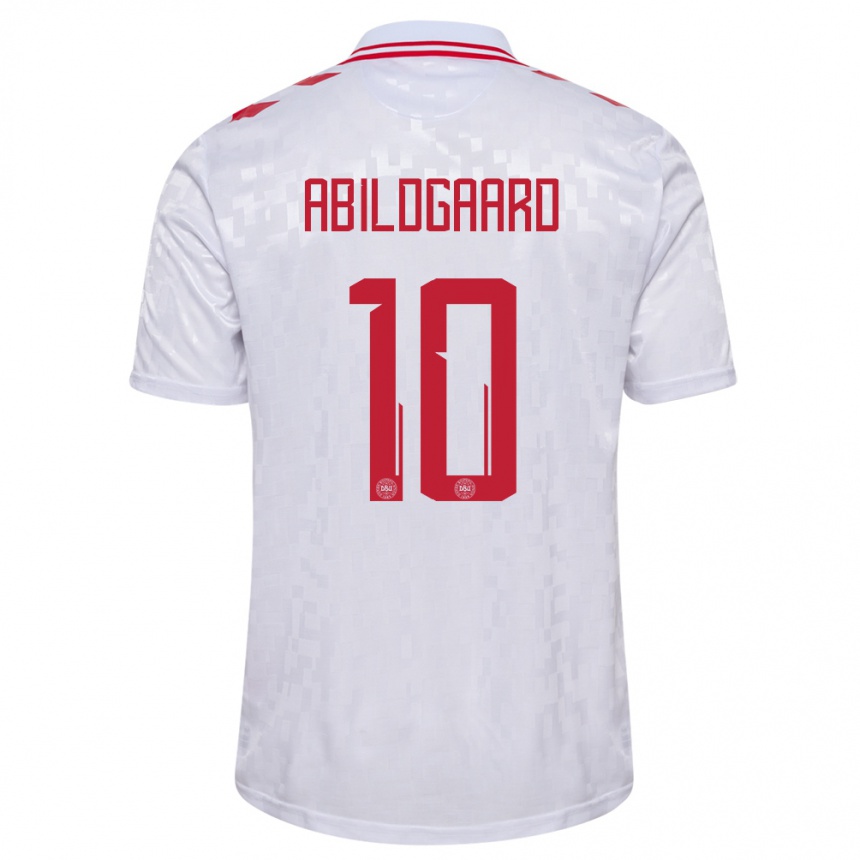 Kids Football Denmark Lasse Abildgaard #10 White Away Jersey 24-26 T-Shirt Nz