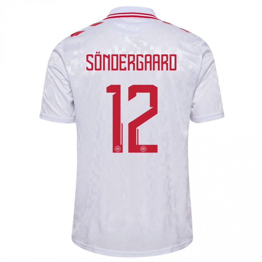 Kids Football Denmark Philip Söndergaard #12 White Away Jersey 24-26 T-Shirt Nz