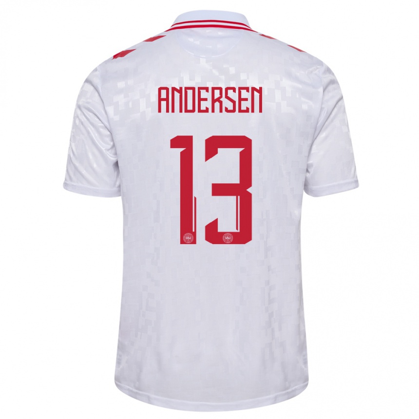 Kids Football Denmark Frej Andersen #13 White Away Jersey 24-26 T-Shirt Nz