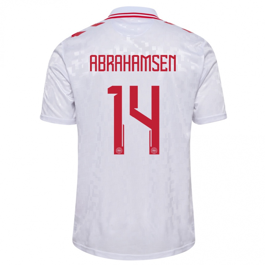 Kids Football Denmark Mads Abrahamsen #14 White Away Jersey 24-26 T-Shirt Nz