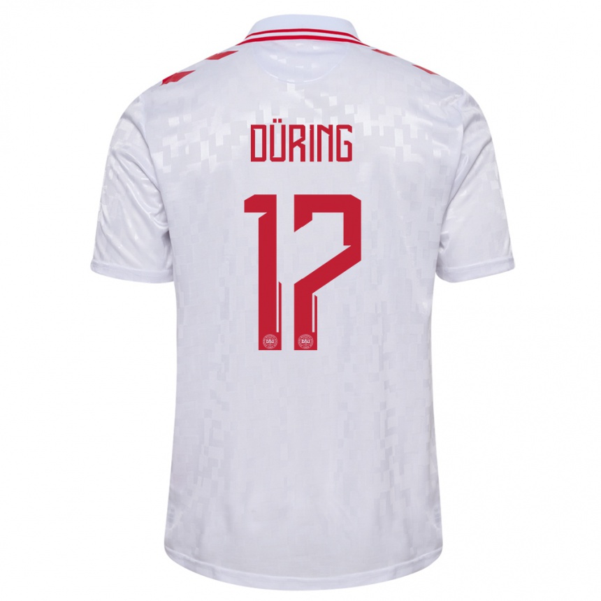 Kids Football Denmark Rasmus Düring #17 White Away Jersey 24-26 T-Shirt Nz