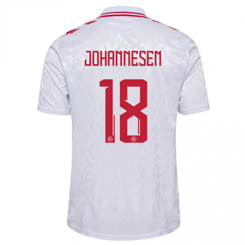 Kids Football Denmark Sofus Johannesen #18 White Away Jersey 24-26 T-Shirt Nz