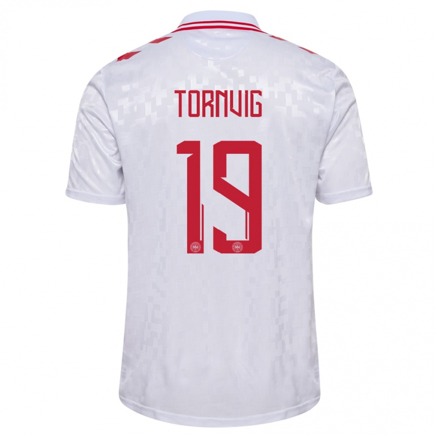 Kids Football Denmark Nicolaj Tornvig #19 White Away Jersey 24-26 T-Shirt Nz