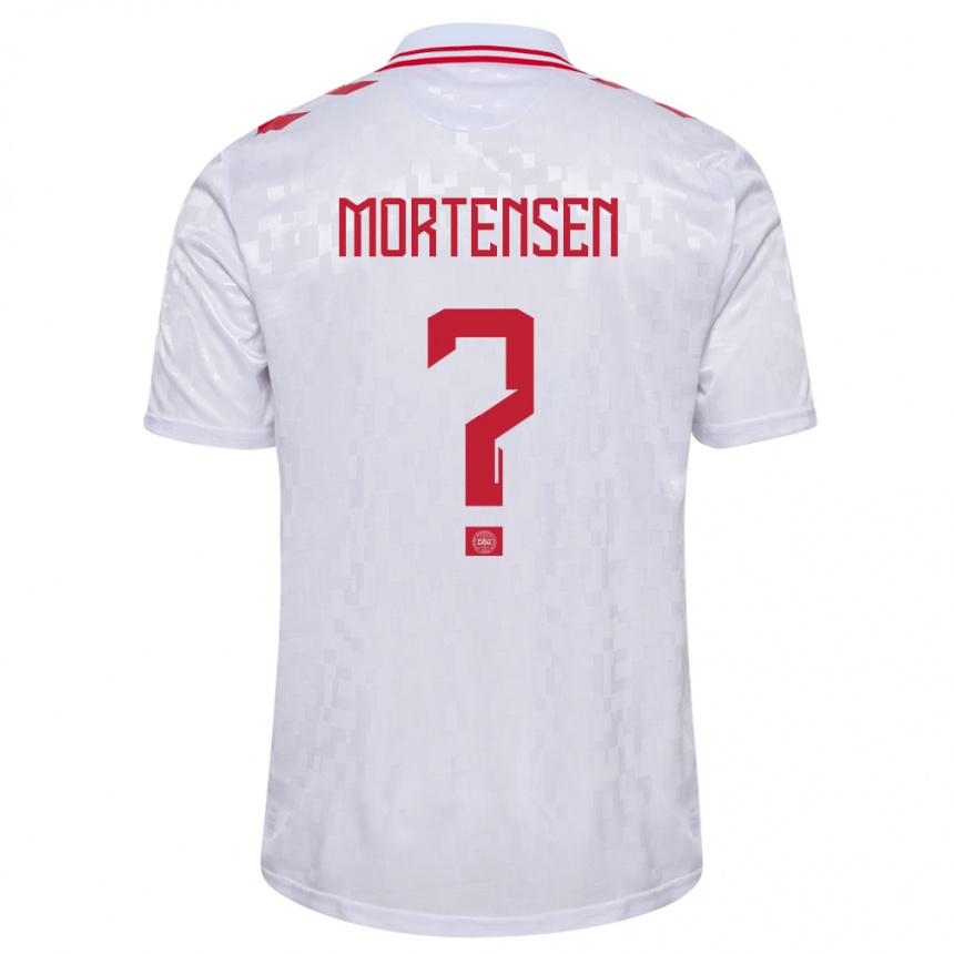 Kids Football Denmark Malthe Mortensen #0 White Away Jersey 24-26 T-Shirt Nz