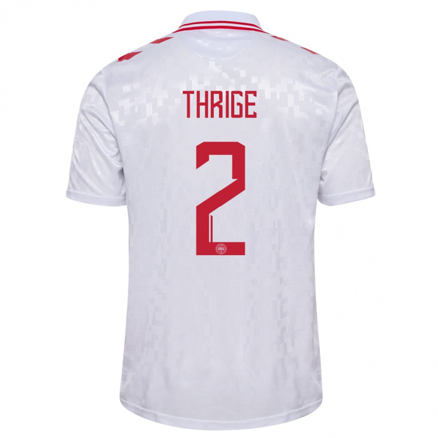 Kids Football Denmark Sara Thrige #2 White Away Jersey 24-26 T-Shirt Nz