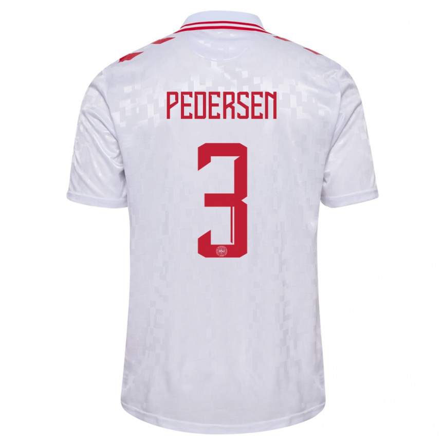 Kids Football Denmark Stine Ballisager Pedersen #3 White Away Jersey 24-26 T-Shirt Nz