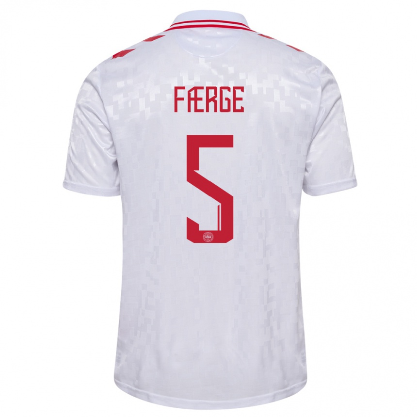 Kids Football Denmark Emma Farge #5 White Away Jersey 24-26 T-Shirt Nz