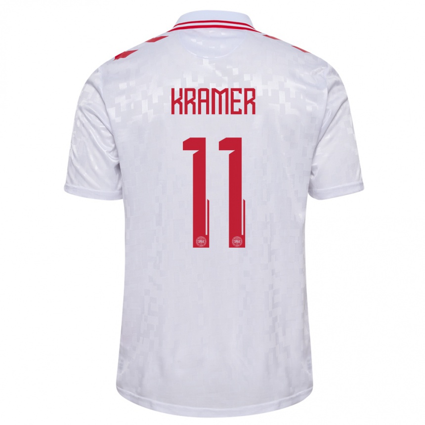 Kids Football Denmark Cornelia Kramer #11 White Away Jersey 24-26 T-Shirt Nz