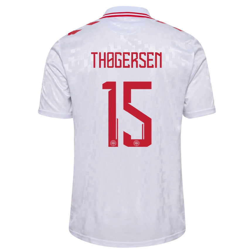 Kids Football Denmark Frederikke Thøgersen #15 White Away Jersey 24-26 T-Shirt Nz