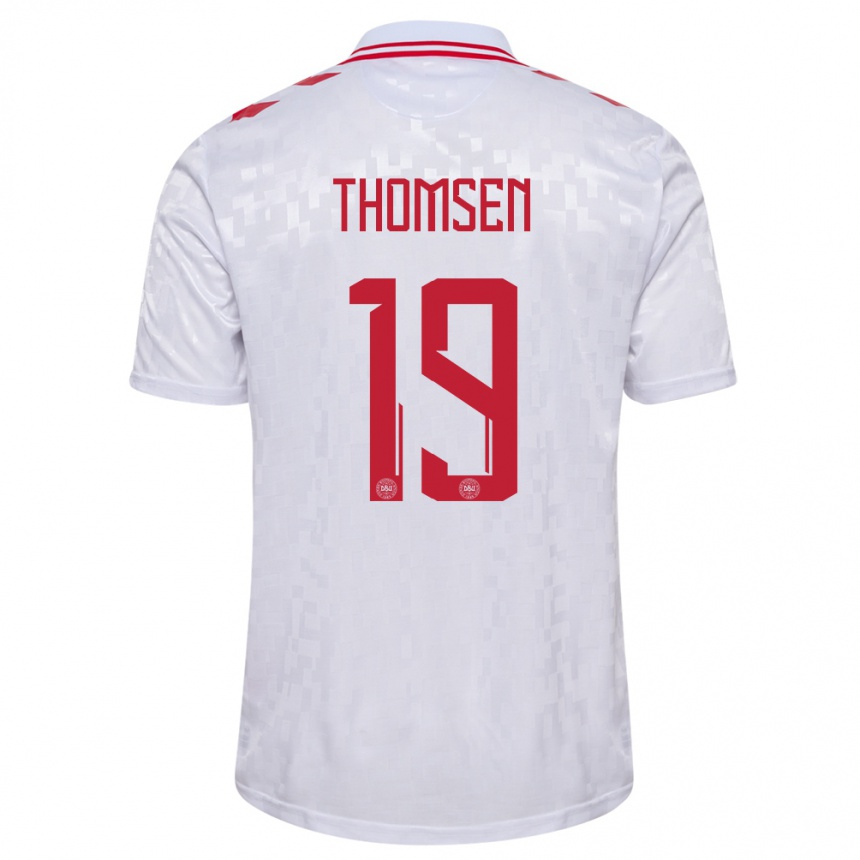 Kids Football Denmark Janni Thomsen #19 White Away Jersey 24-26 T-Shirt Nz