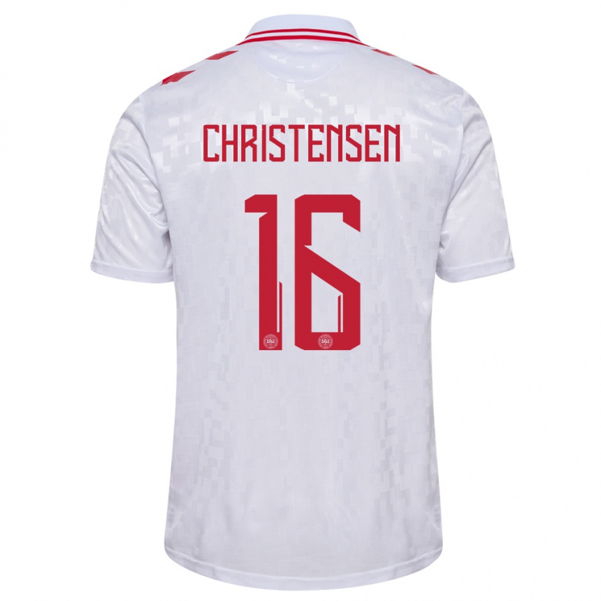 Kids Football Denmark Oliver Christensen #16 White Away Jersey 24-26 T-Shirt Nz