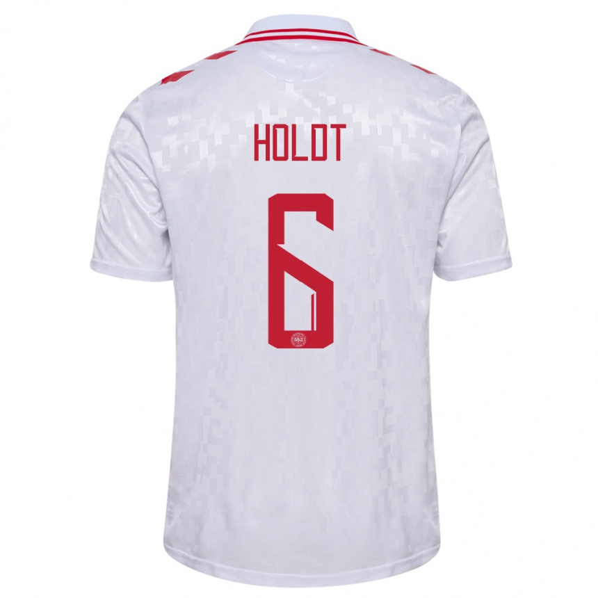 Kids Football Denmark Olivia Holdt #6 White Away Jersey 24-26 T-Shirt Nz