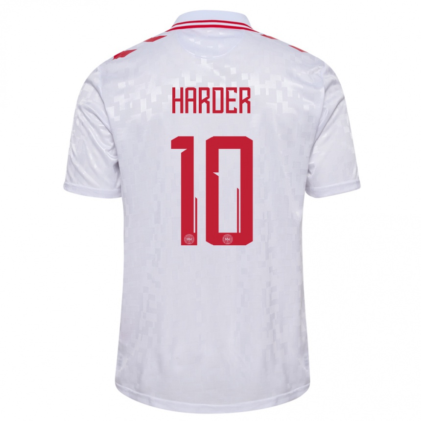 Kids Football Denmark Pernille Harder #10 White Away Jersey 24-26 T-Shirt Nz