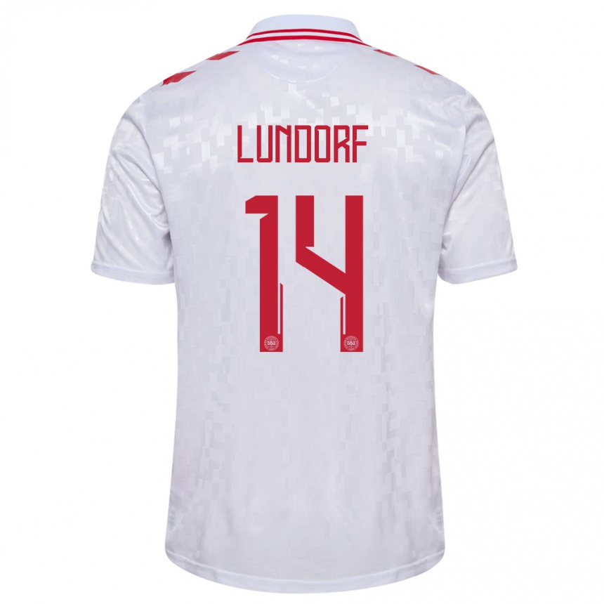 Kids Football Denmark Matilde Lundorf #14 White Away Jersey 24-26 T-Shirt Nz