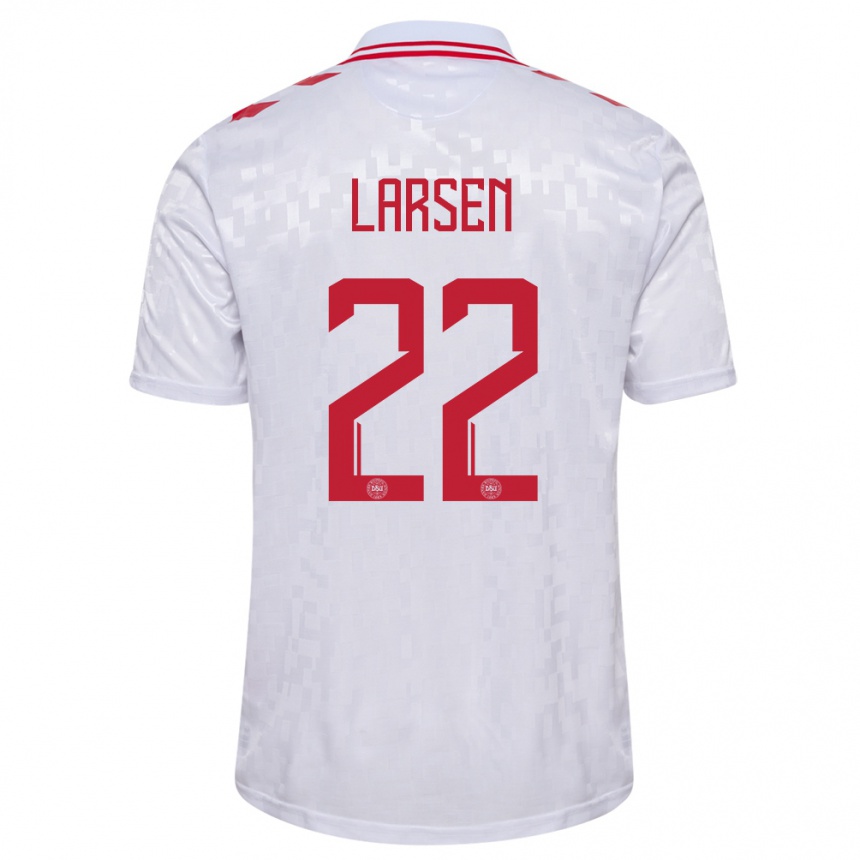 Kids Football Denmark Kathrine Larsen #22 White Away Jersey 24-26 T-Shirt Nz