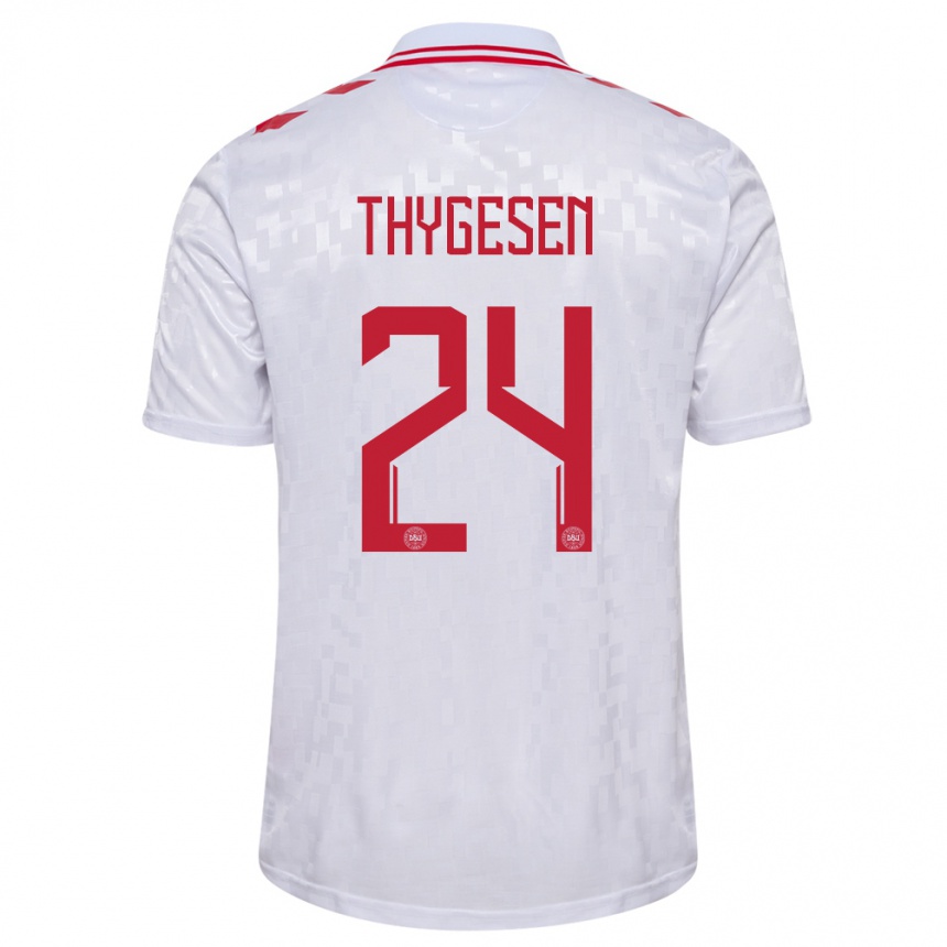 Kids Football Denmark Sarah Thygesen #24 White Away Jersey 24-26 T-Shirt Nz