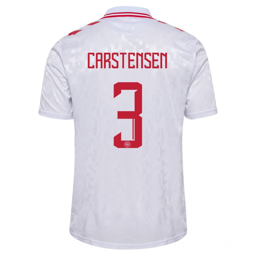 Kids Football Denmark Rasmus Carstensen #3 White Away Jersey 24-26 T-Shirt Nz