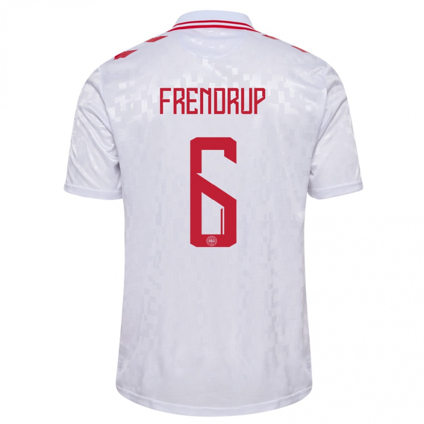 Kids Football Denmark Morten Frendrup #6 White Away Jersey 24-26 T-Shirt Nz