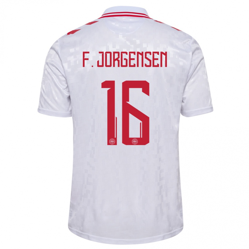 Kids Football Denmark Filip Jorgensen #16 White Away Jersey 24-26 T-Shirt Nz