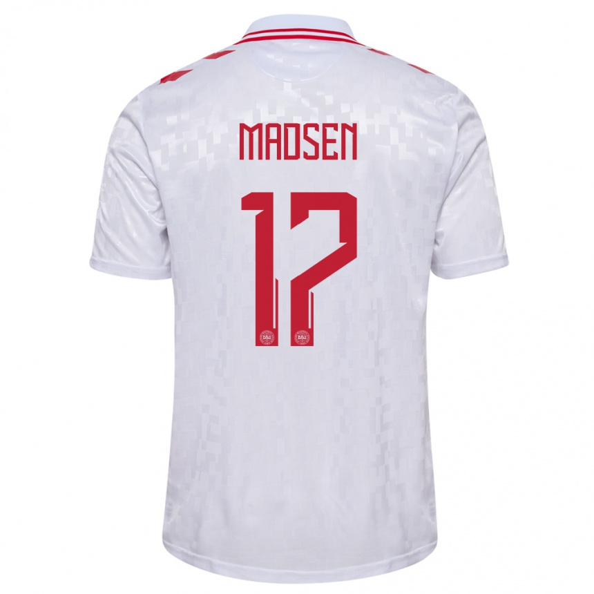 Kids Football Denmark Nicolas Madsen #17 White Away Jersey 24-26 T-Shirt Nz