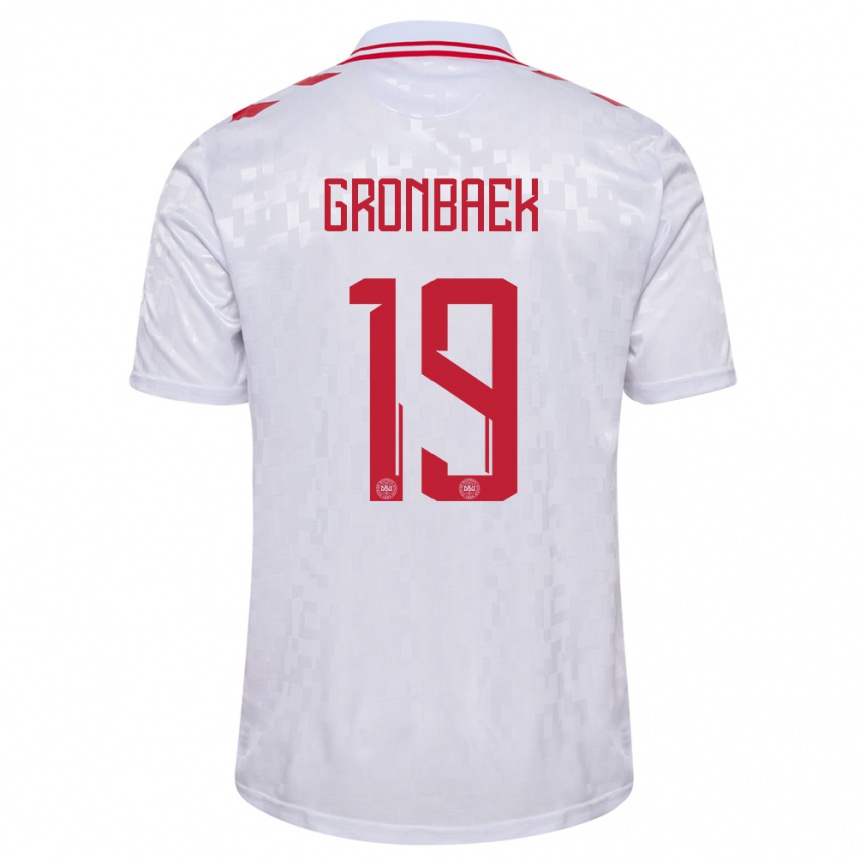 Kids Football Denmark Albert Gronbaek #19 White Away Jersey 24-26 T-Shirt Nz