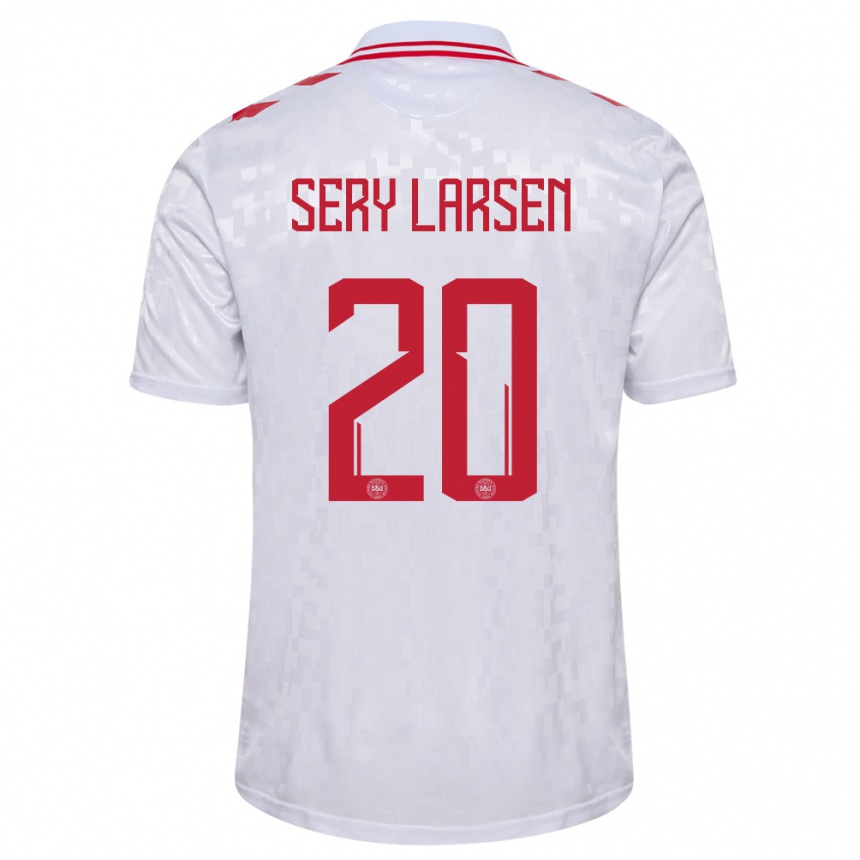 Kids Football Denmark Japhet Sery Larsen #20 White Away Jersey 24-26 T-Shirt Nz