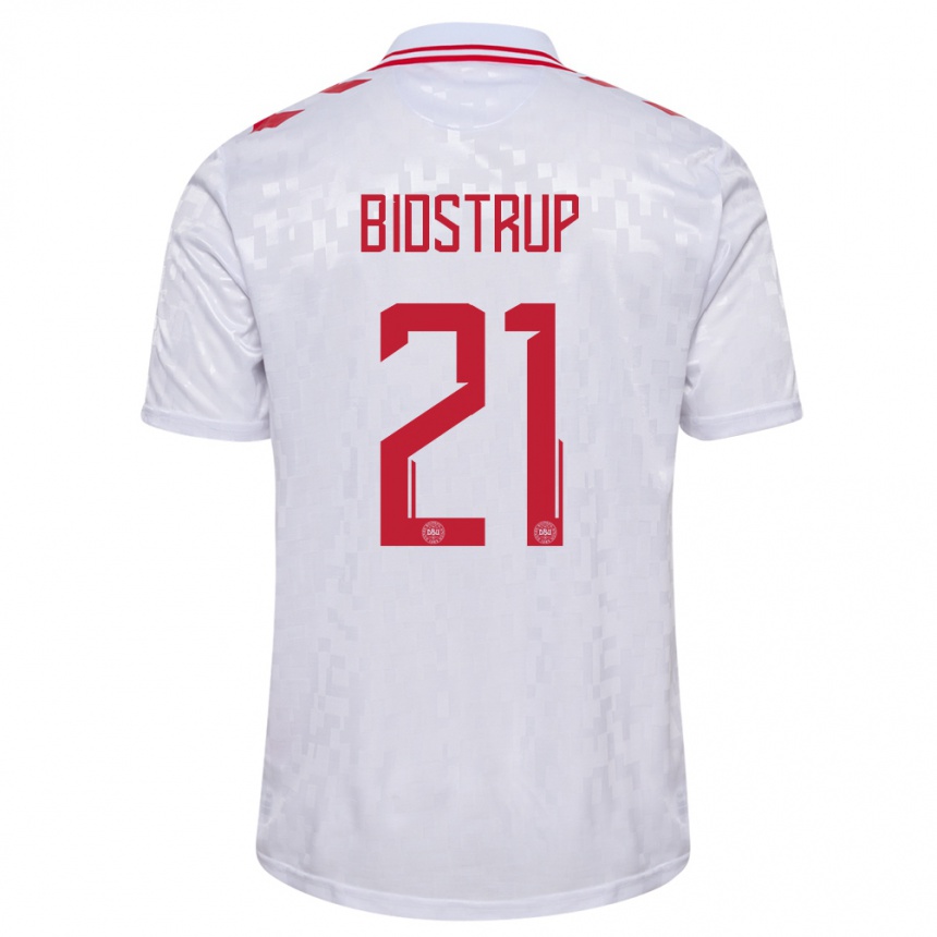 Kids Football Denmark Mads Bidstrup #21 White Away Jersey 24-26 T-Shirt Nz