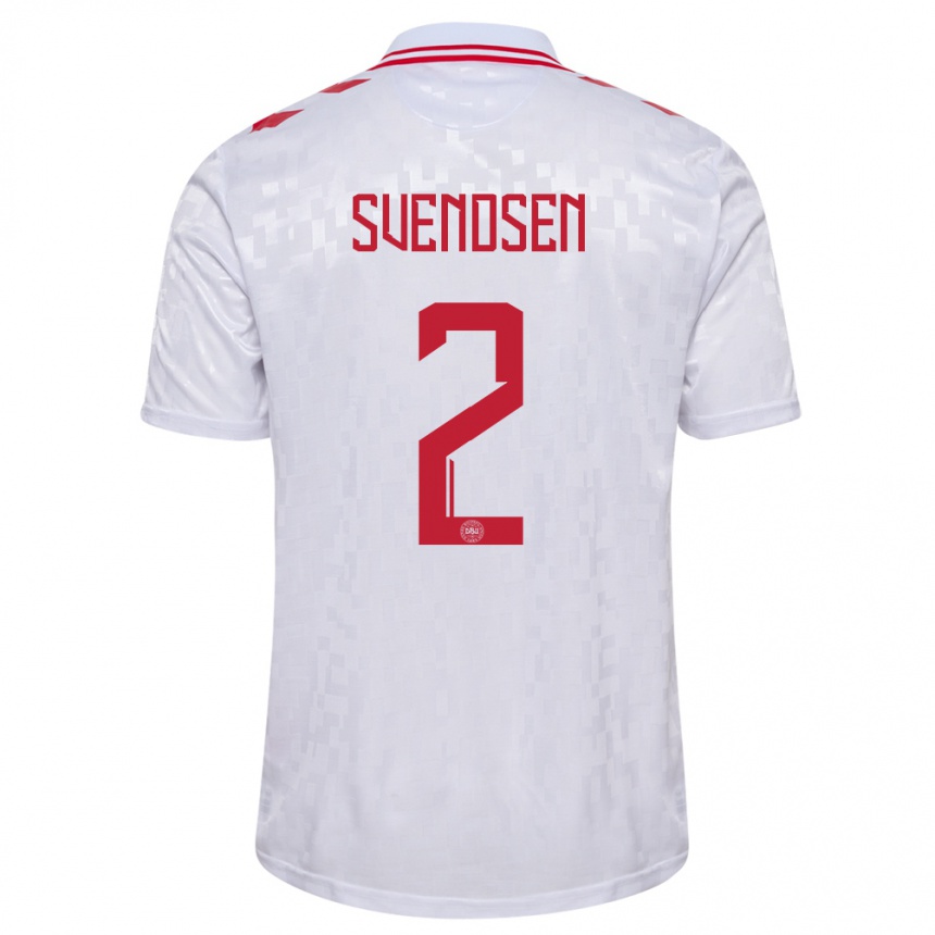 Kids Football Denmark Oliver Svendsen #2 White Away Jersey 24-26 T-Shirt Nz