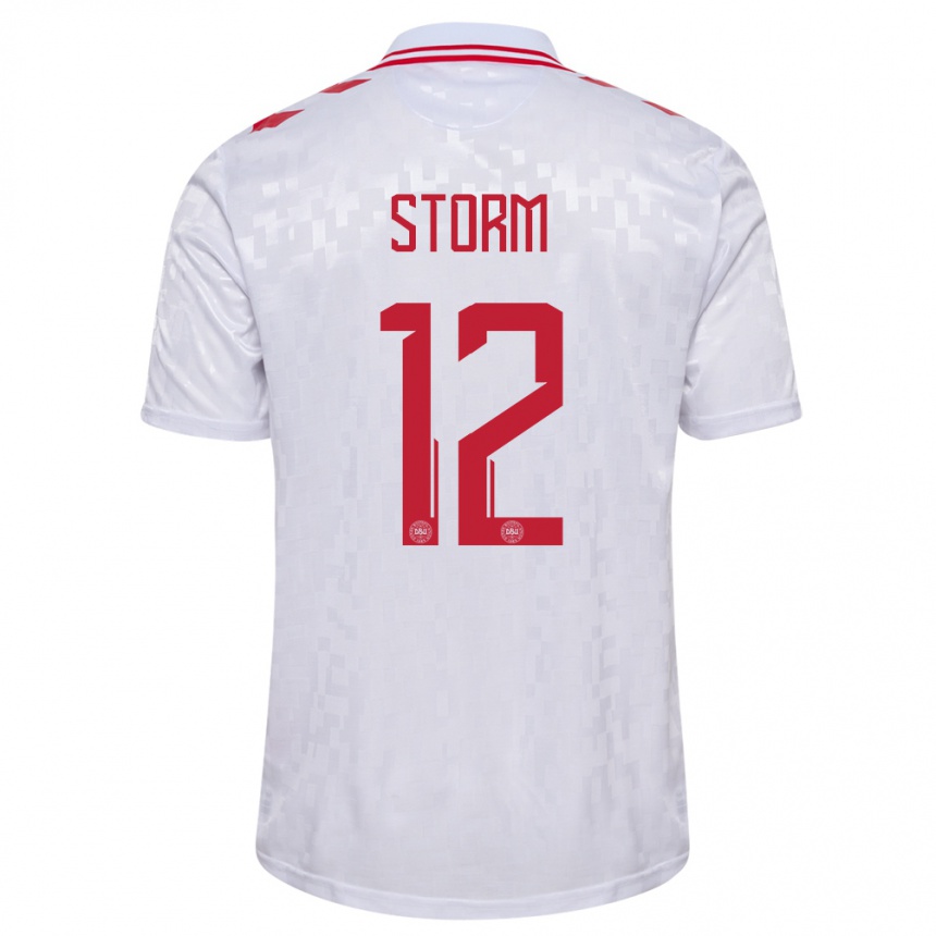 Kids Football Denmark Tobias Storm #12 White Away Jersey 24-26 T-Shirt Nz