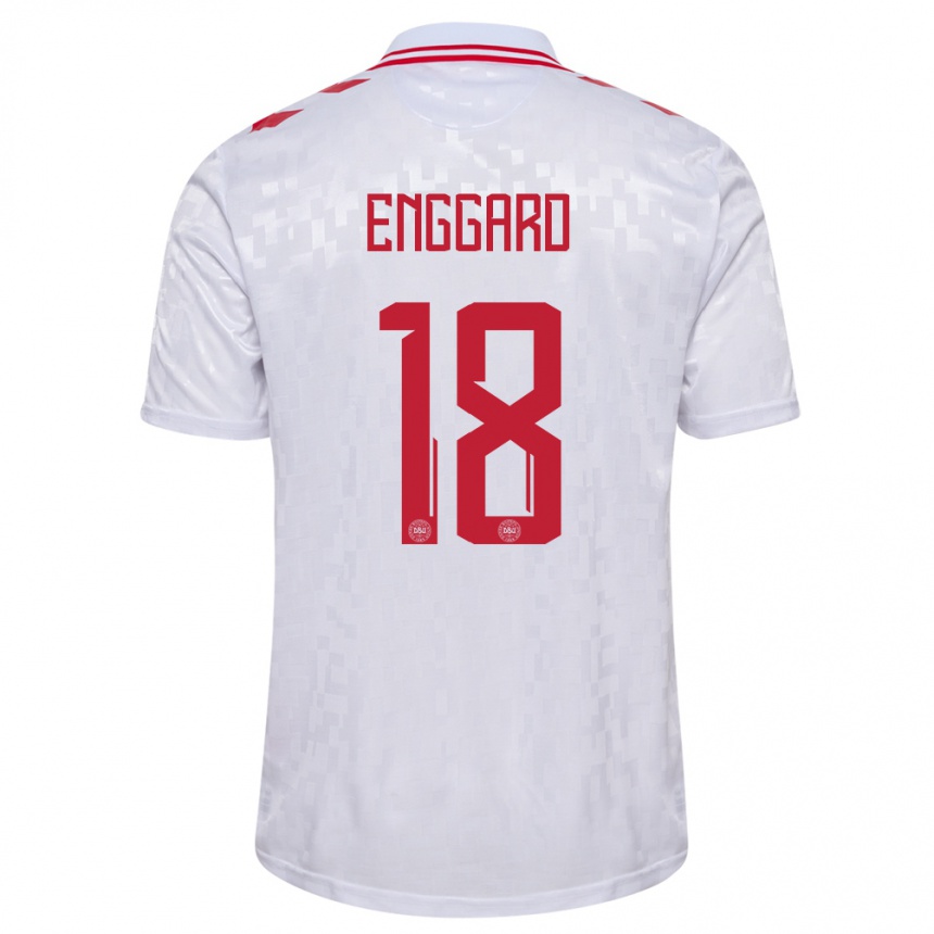 Kids Football Denmark Mads Enggard #18 White Away Jersey 24-26 T-Shirt Nz