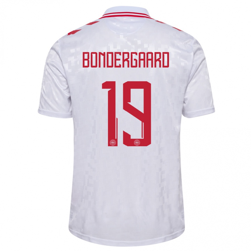 Kids Football Denmark Asbjorn Bondergaard #19 White Away Jersey 24-26 T-Shirt Nz