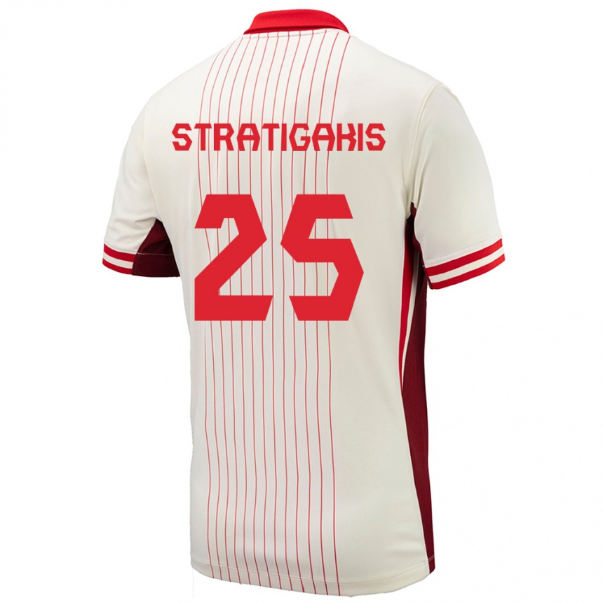 Kids Football Canada Sarah Stratigakis #25 White Away Jersey 24-26 T-Shirt Nz