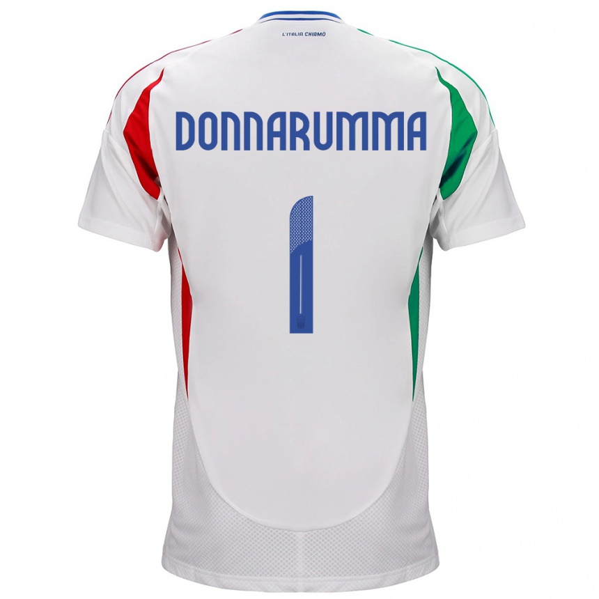 Kids Football Italy Gianluigi Donnarumma #1 White Away Jersey 24-26 T-Shirt Nz