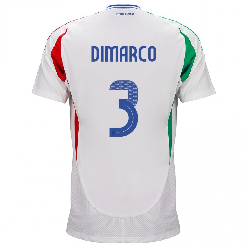 Kids Football Italy Federico Dimarco #3 White Away Jersey 24-26 T-Shirt Nz