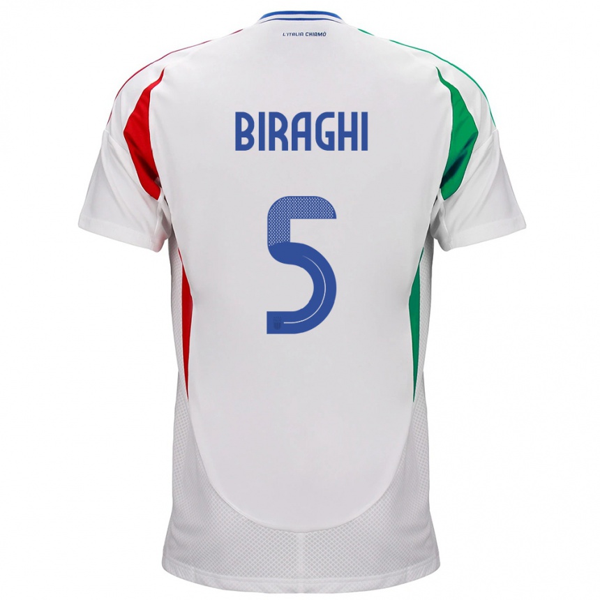 Kids Football Italy Cristiano Biraghi #5 White Away Jersey 24-26 T-Shirt Nz