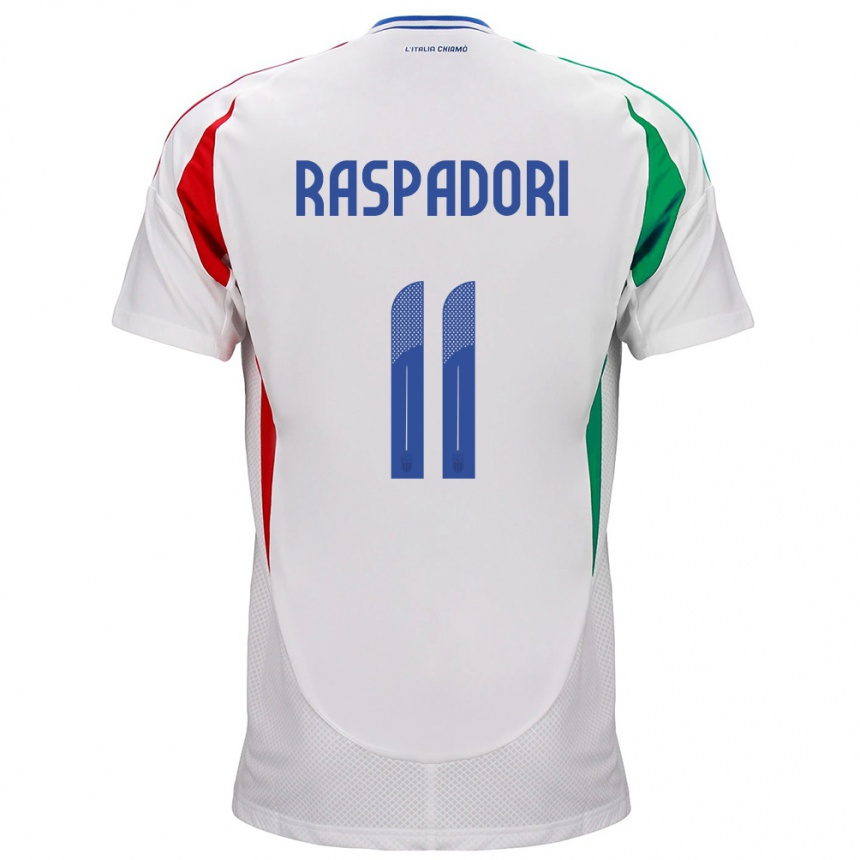 Kids Football Italy Giacomo Raspadori #11 White Away Jersey 24-26 T-Shirt Nz